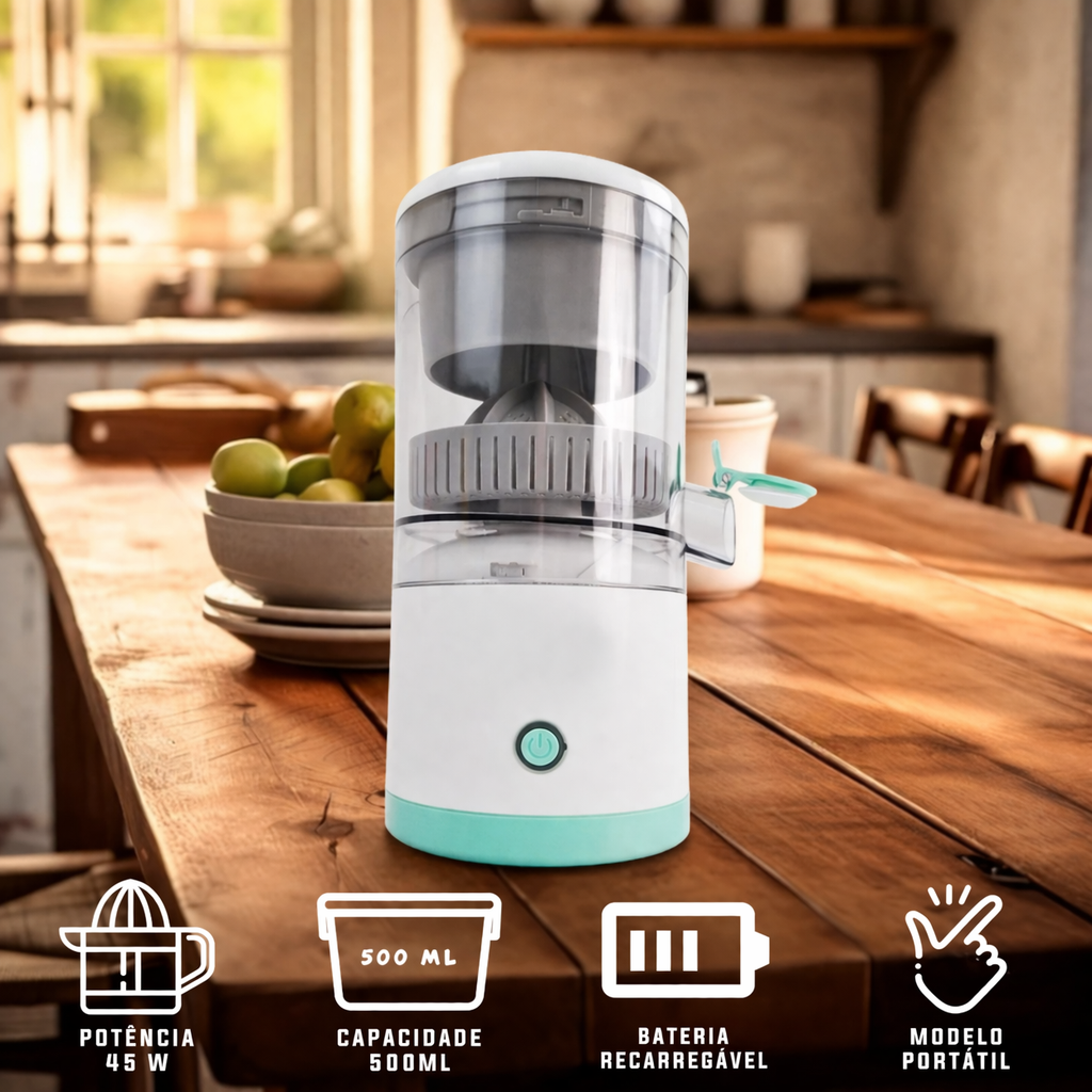 Espremedor Elétrico Portátil USB Recarregável Automático 400ml Suco Natural sem Esforço