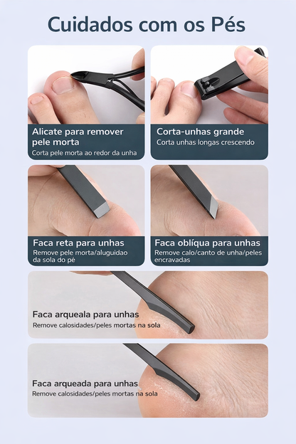 Kit de Cuidados Pessoais 16 Peças em Aço Inoxidável – Completo e Portátil