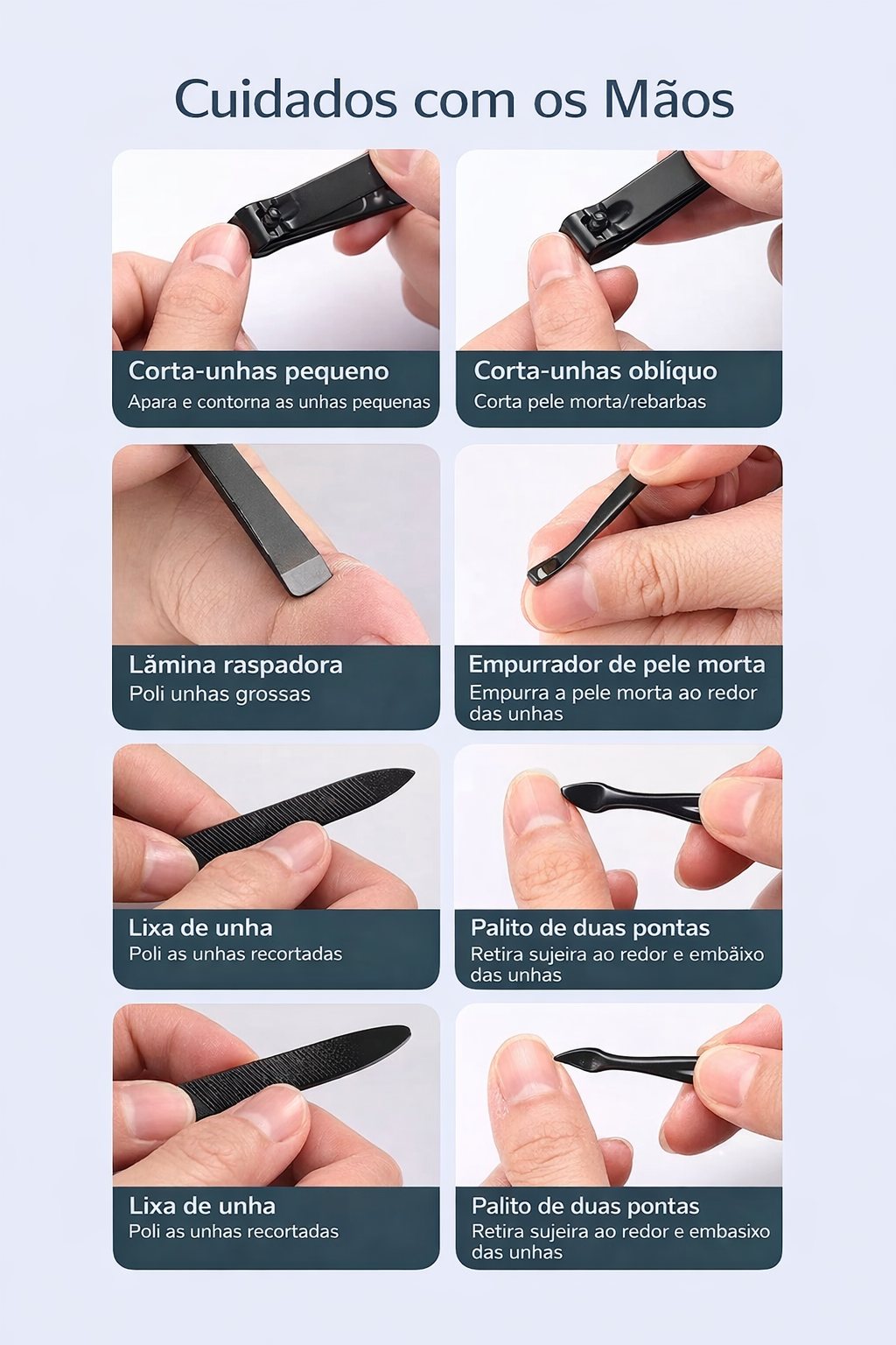 Kit de Cuidados Pessoais 16 Peças em Aço Inoxidável – Completo e Portátil