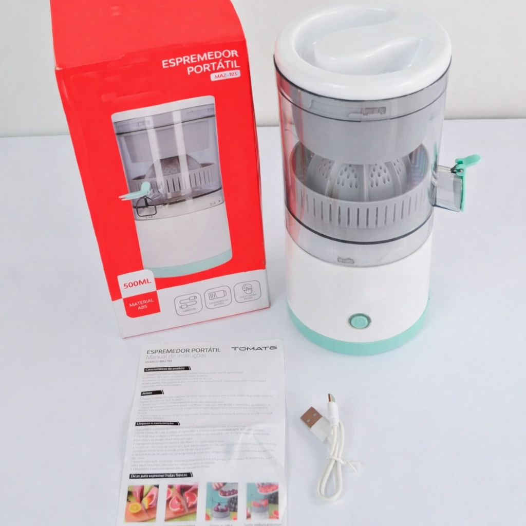 Espremedor Elétrico Portátil USB Recarregável Automático 400ml Suco Natural sem Esforço