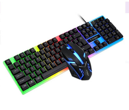 Kit Mouse Óptico e Teclado USB Gamer Led Semi Macânico Computador