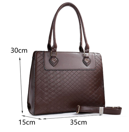Kit 2 Bolsas Femininas De Ombro Média E Grande Texturizada / Marrom