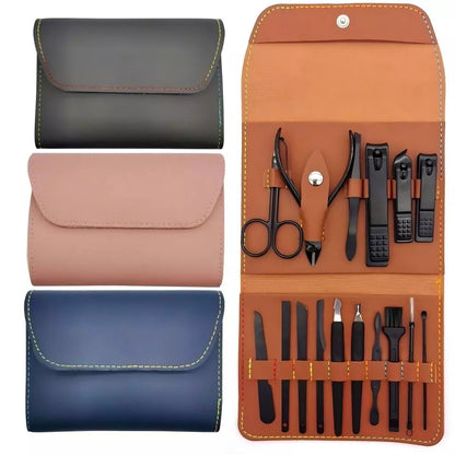 Kit de Cuidados Pessoais 16 Peças em Aço Inoxidável – Completo e Portátil